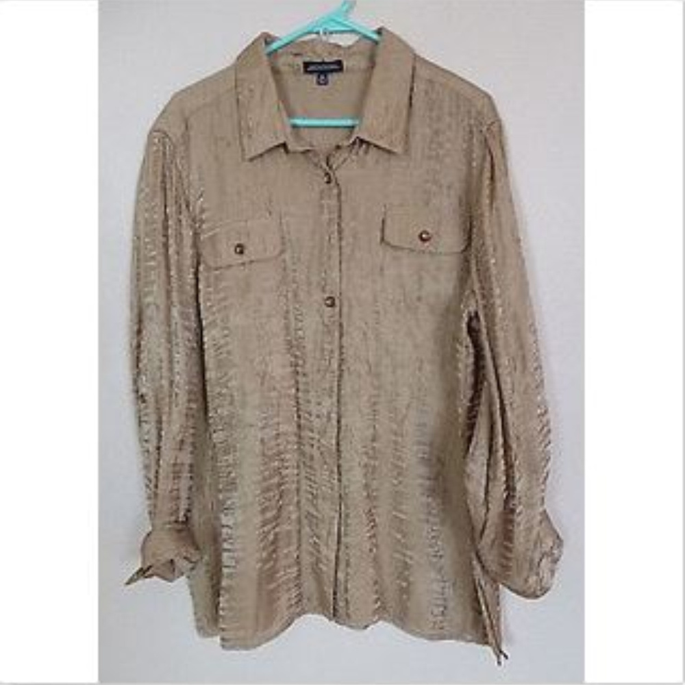 Notations Gold Long Sleeve Button Down Blouse